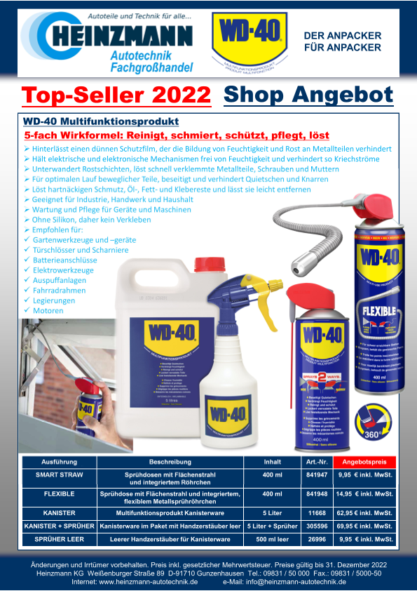Top-Seller 2022- Shop Angebot +++ WD-40 Multifunktionsprodukte +++ SMART STRAW +++